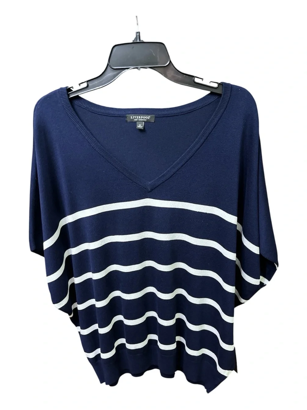 NWT Liverpool Los Angeles Navy Striped Dolman V-Neck Sweater - Size 2X - $89